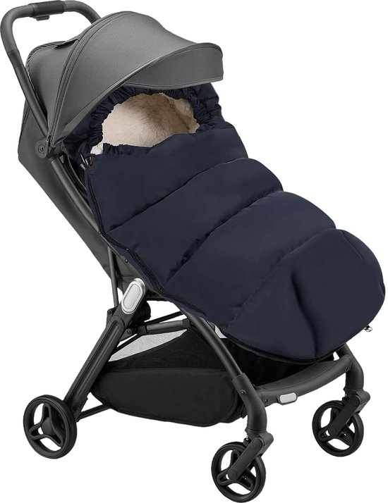 Babyvoetenzak voor kinderwagen, voetenzak 100 cm lengte, voetenzak, buggy, wintervoetenzak, verdikt, universele voetenzak voor kinderwagen, sportstoel, babyzitje, marineblauw