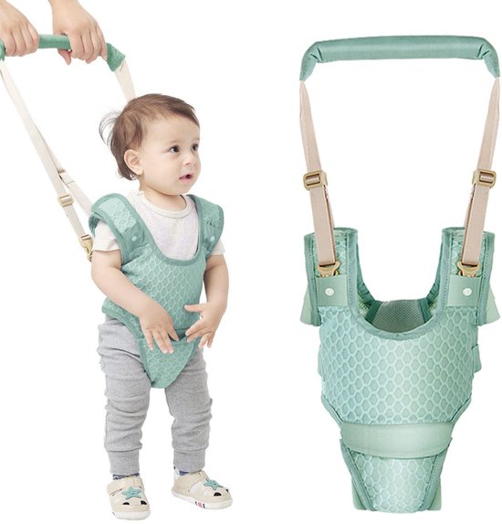 Babywalker met verstelbare veiligheidsgordel, afneembare heupondersteuning en handloopstoel voor baby's die leren lopen (9-24 maanden) (ademend groen). van Merkloos