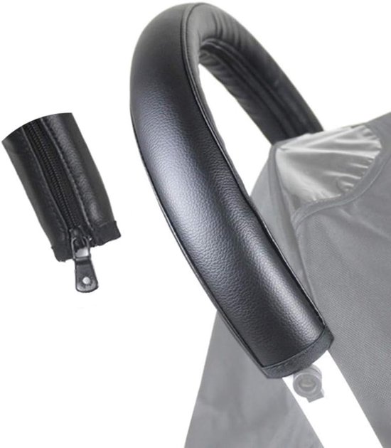 Babywandelwagenhandschoenen, gemaakt van zwart PU-leer, Geschikt voor Babyzen, Yoyo, Yoya en andere wandelwagens, handgreep-/armbeschermers. van Merkloos