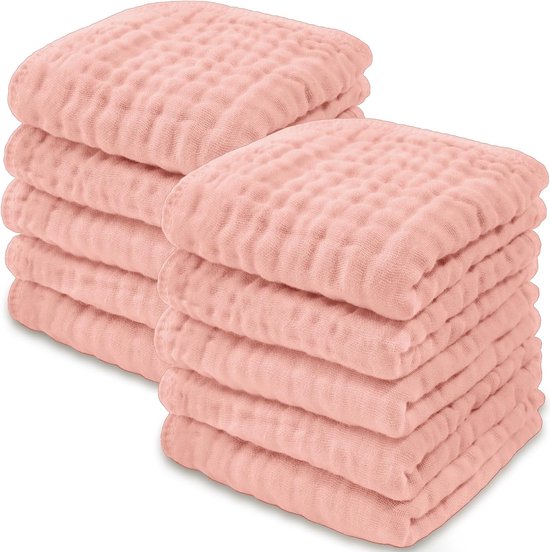 Babywashandjes, mousseline katoenen babyhanddoeken, grote washandjes van 25,4 x 25,4 cm, zacht op de gevoelige huid, absorberend voor jongens en meisjes, pasgeboren baby en peuters, Essentials van Merkloos