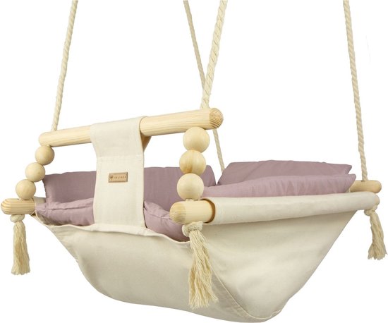 Babywiegschommel - max. 20 kg - crème, lichtroze van Childhome