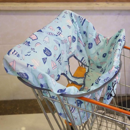 Babyzitjehoes Winkelwagen - Stoelkussen Kinderstoel - Hygiënisch Zitten - Machinewasbaar Opvouwbaar - 65 x 35 x 40 cm - Blauw