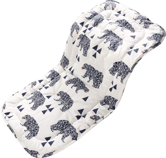 Babyzitkussen voor kinderwagen, 32 x 78 cm, babystoelinzet van 100% katoen, zacht en omkeerbaar, autostoelkussen voor babyzitje, buggy van ByBoom