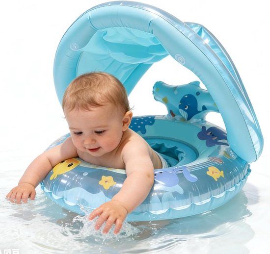 Babyzwemring met zonnedak - Zwemband baby luifel - Veilig zwemmen - Afneembare UV-bescherming - 3-48 maanden - Niet gespecificeerd