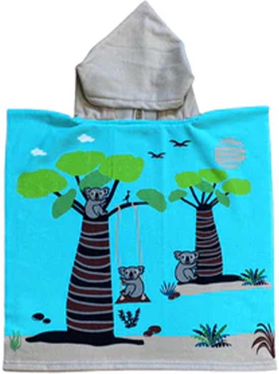 Bad cape/poncho - kinderen - koala print - 60 x 120 cm - microvezel van Leitmotiv