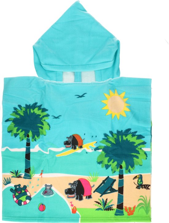 Bad cape/poncho - kinderen - nijlpaard print - 60 x 120 cm - microvezel van Paterson