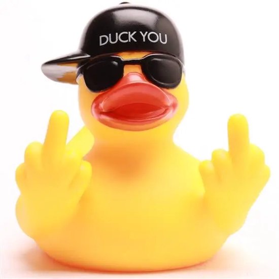 Bad Eend - Badeend - FU - Duck You - Geel Eendje - Rubber Eend - Eend - Middle Finger - Middelvinger - 8cm van Duckshop