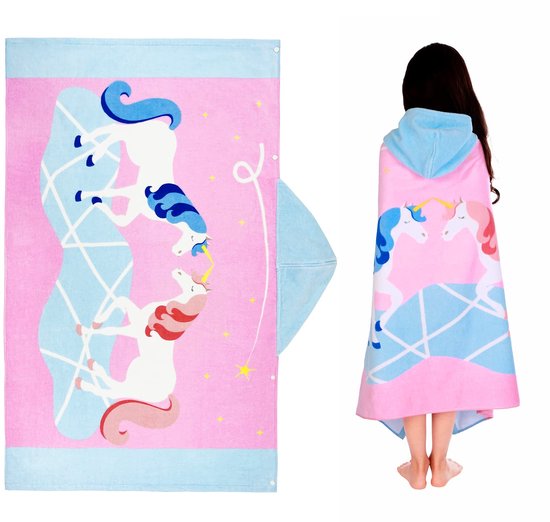 Bad Poncho voor Kinderen van 100% Katoen - Met Kap en Comfortabel