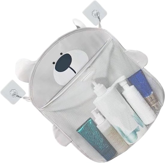 Bad speelgoed houder - Opbergtas baby - Kinderen badderen - Met 2 haken - 40 x 44 cm - IJsbeer