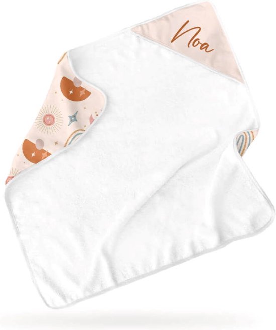Badcape 80x80 cm met muts - Baby handdoek - Babydoek met GRATIS bedrukking naar keuze van Funnies.