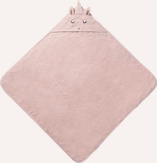 Badcape baby met capuchon 'Lara' - Baby bad Licht Roze - 100% badstof biologisch katoen - Baby Handdoek met Badcape, Omslagdoek van Little Dutch