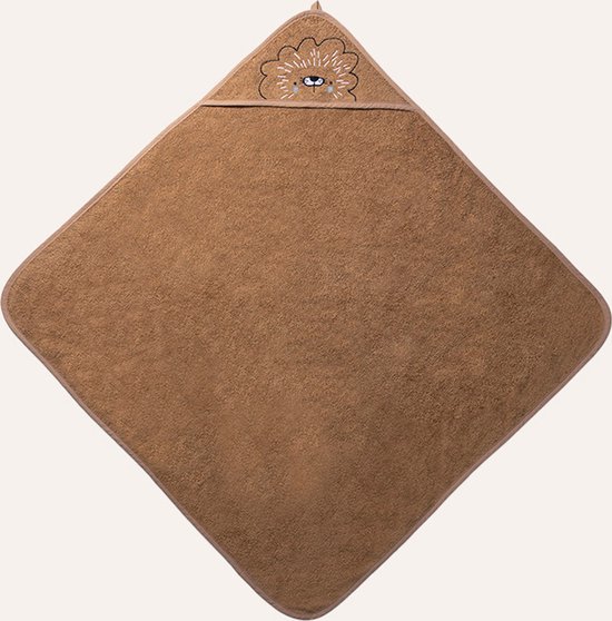 Badcape baby met capuchon 'Leo' - Baby bad Caramel - 100% badstof biologisch katoen - Baby Handdoek met Badcape, Omslagdoek van Koeka