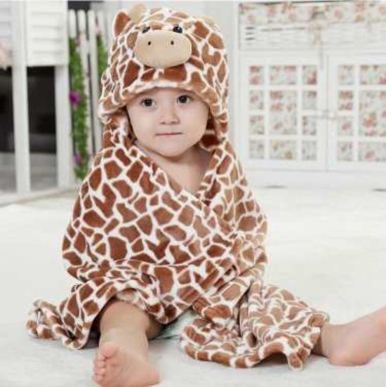 Badcape - Babycape - Fleecedeken - Maxi cosy deken - Kraam Cadeau - Capuchon - Giraf print van Funnies.
