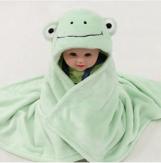 Badcape - Babycape - Fleecedeken - Maxi cosy deken - Kraam Cadeau - Capuchon - Kikkerprint van Nanabeebi