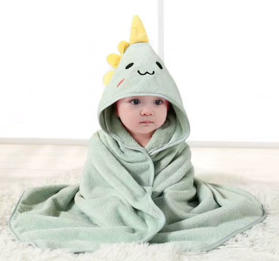 Badcape | Dinosaurus | Zachte Fleece | Wikkeldeken | Doek | Capuchon | Baby | Kind | Kraamcadeau van Merkloos