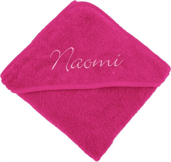 Badcape fuchsia met naam | geborduurd | gepersonaliseerd van Funnies.