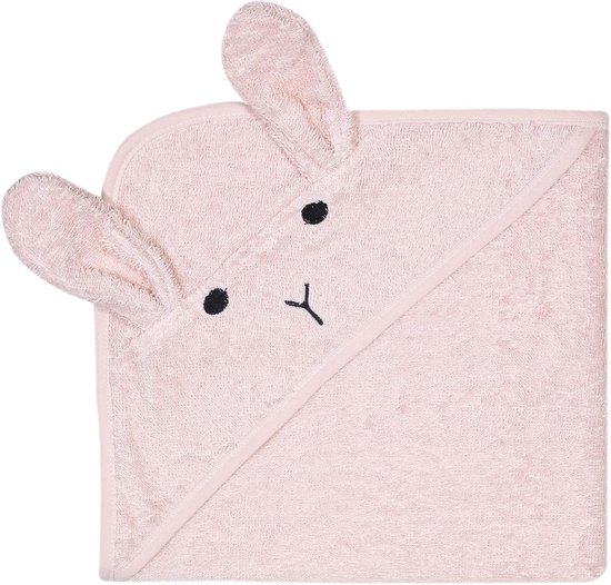 Badcape met capuchon - Baby handdoek - Na het badderen - Zacht biologisch katoen - 76 x 76 cm - Roze