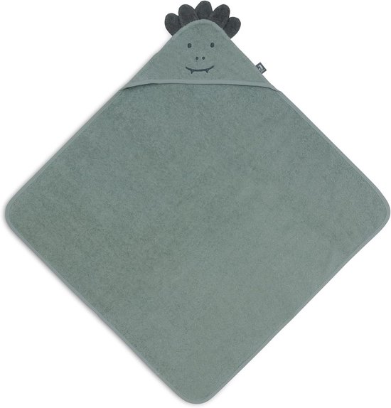 Badcape met Capuchon en Oortjes - Zachte Frotté Handdoek voor Baby - 75x75 cm - Groen Croco Thema