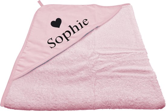 Badcape met eigen naam roze (ARTG) - 1 stuk Met GRATIS uw naam er op geborduurd