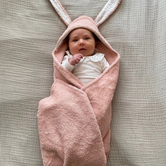 Badcape, omslagdoek roze van Jollein