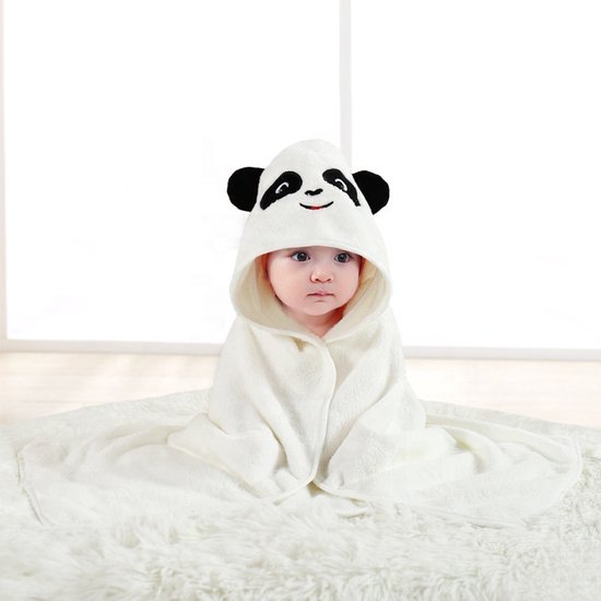 Badcape | Panda | Zachte Fleece | Wikkeldeken | Doek | Capuchon | Baby | Kind | Kraamcadeau