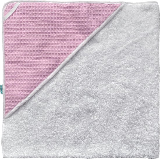 Badcape Pique (wafel) roze van Koeka