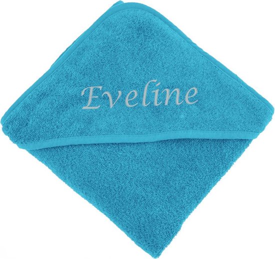 Badcape turquoise met naam | geborduurd | gepersonaliseerd van Funnies.