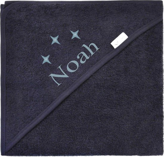 Badcape uni line - navy  - met GRATIS geborduurde naam van Funnies.