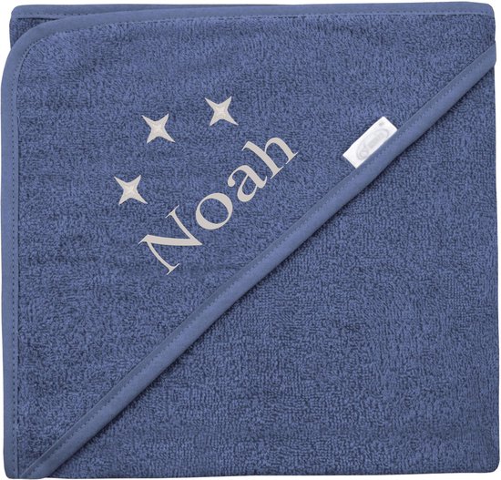 Badcape uni line - silk blue  - met GRATIS geborduurde naam van Funnies.