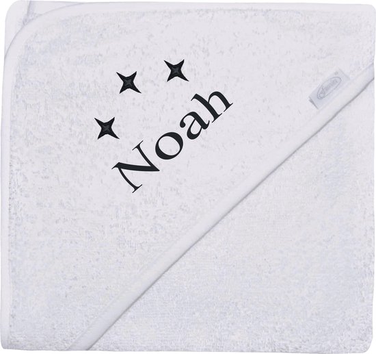 Badcape uni line - wit  - met GRATIS geborduurde naam van Merkloos