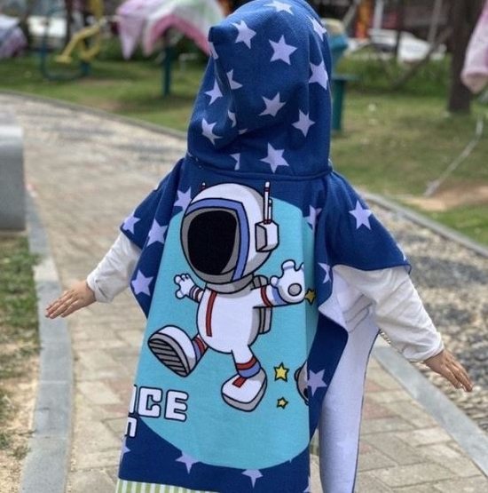 Badcape voor Kinderen - Thema: Astronaut - Badhanddoek voor Kinderen - Sneldrogende Handdoek voor Kids - Kinder Handdoek - Strandlaken voor Kinderen - Poncho Handdoek - Badstof Handdoek - Kinderhanddoek - Handdoek voor Kinderen - Zwemmen & Strand van Clevvex