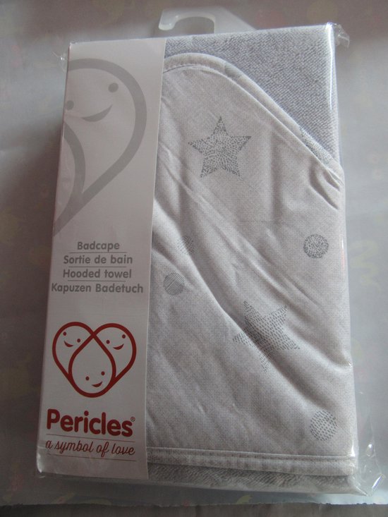badcape + washandje pericles star grijst van Pericles