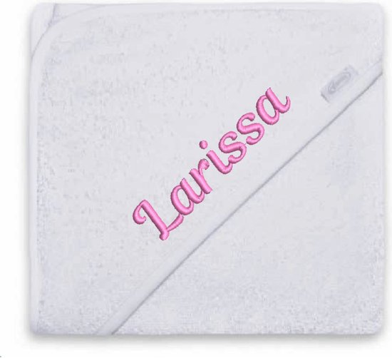 Badcape wit met geborduurde naam van Funnies.