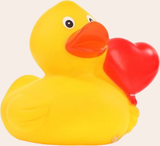 Badeend met Hartjesballon – Breng Liefde naar je Badkamer van Merkloos