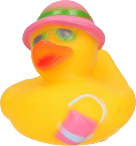 Badeendje strand thema - met hoedje en handtas - 5 cm - rubber van Bade
