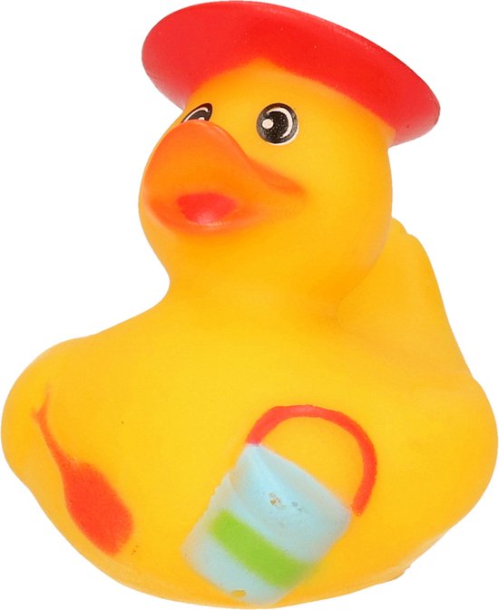 Badeendje strand thema - met schepje en emmertje - 5 cm - rubber van Bade