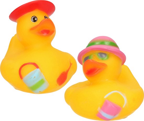 Badeendjes strand thema set 2x - 5 cm - rubber van Bade