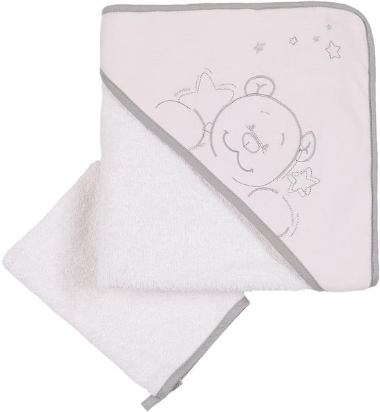 Badhanddoek met capuchon - Baby handdoek Kinderbadjas - Baby afdrogen - Zacht en absorberend - 75 x 75 cm - Roze