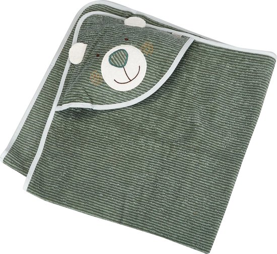 Badhanddoek met capuchon beer Ben, leeftijd: vanaf 0 maanden, 100 x 100 cm, middelgroen van Jollein