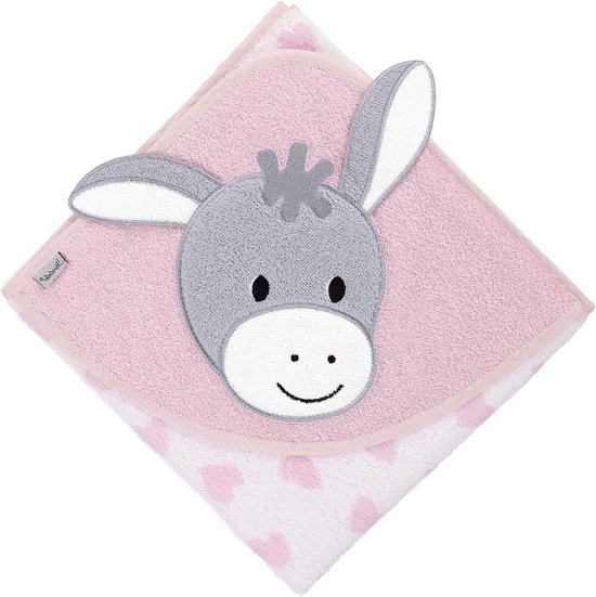 Badhanddoek met capuchon - Kinderbadjas baby - Na het badderen - Zacht en vochtabsorberend - 80 x 80 cm - Roze