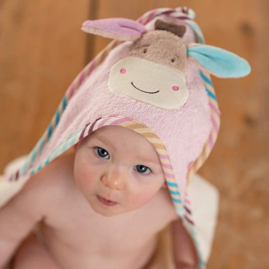 badhanddoek met capuchon/bad-poncho van katoen met diermotief voor baby's en peuters vanaf 0+ maanden, afmetingen: 80x80cm ezel, Monkey Donkey Esel, Monkey Donkey van Monkey Donkey