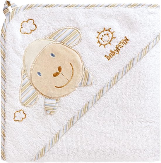 badhanddoek met capuchon/bad-poncho van katoen met diermotief voor baby's en peuters vanaf 0+ maanden, afmetingen: 80x80cm Schaap, babyLOVE Schaf, BabyLOVE van babylove