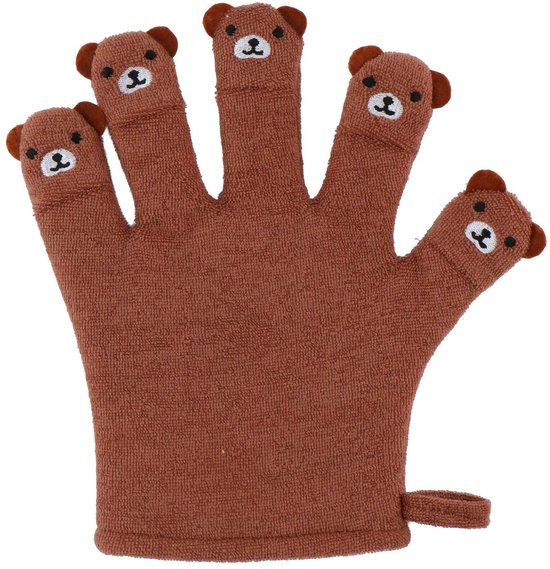 Badhandschoen voor Kinderen Bruine Beer - Baby Shower Glove - Douche Handschoen - Washandjes Baby van Froggit