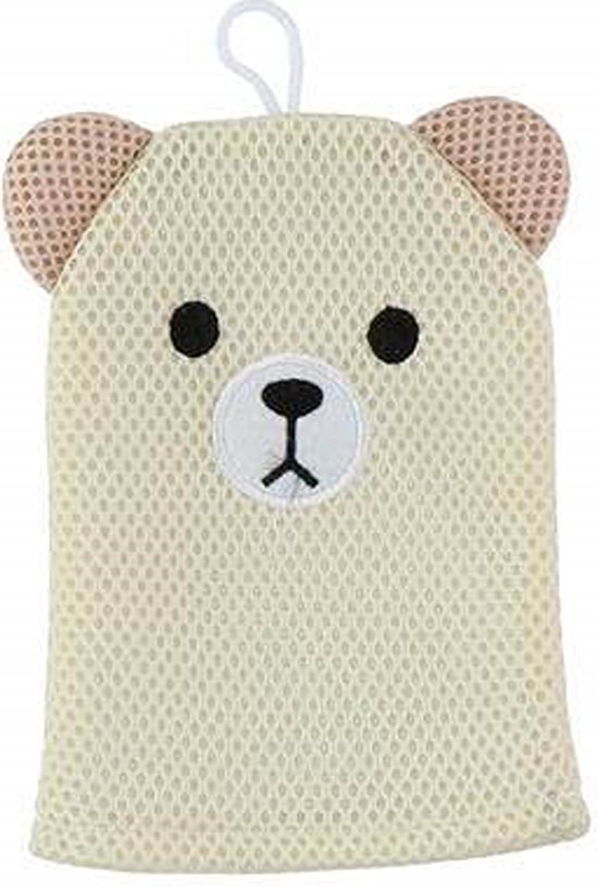 Badhandschoen voor Kinderen en Volwassenen Beige Beer - Baby Shower Glove - Douche Handschoen - Washandjes Baby van Chikahami