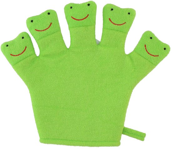 Badhandschoen voor Kinderen Groene Kikker - Baby Shower Glove - Douche Handschoen - Washandjes Baby van Simply Goods