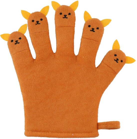 Badhandschoen voor Kinderen Oranje Poes - Baby Shower Glove - Douche Handschoen - Washandjes Baby van Luma Babycare