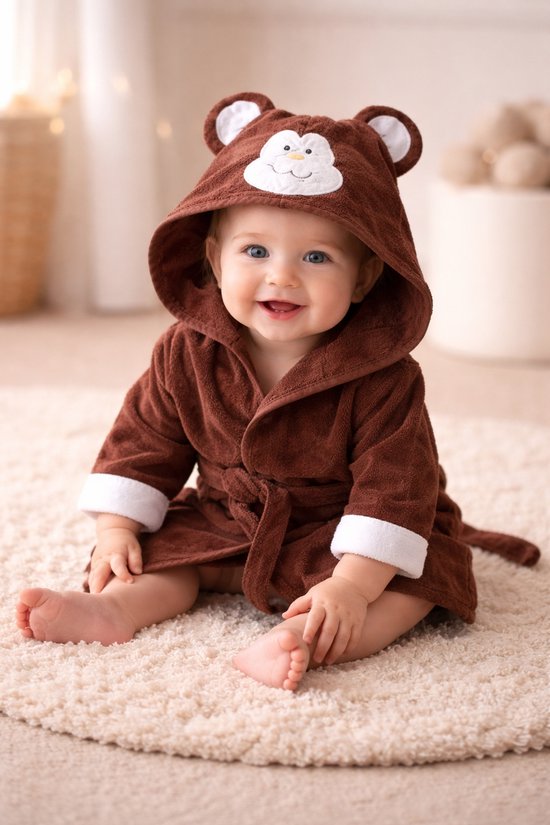 Badjas - baby badjas - aap - Badjas 1-2 jaar - met capuchon - kraamcadeau - Babyshower van Merkloos