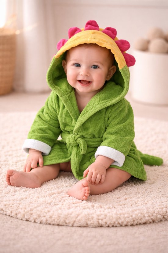 Badjas - Baby badjas - Bloem - Badjas 1-2 jaar - Met capuchon - Ochtendjas - Kraamcadeau - Babyshower