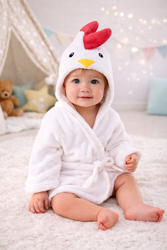 Badjas - baby badjas - kip - Badjas 1-2 jaar - met capuchon - kraamcadeau - Babyshower van Merkloos