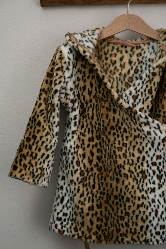 Badjas-Baby-maat 80-panterprint-handgemaakt-(Sweetbabybedstraw)